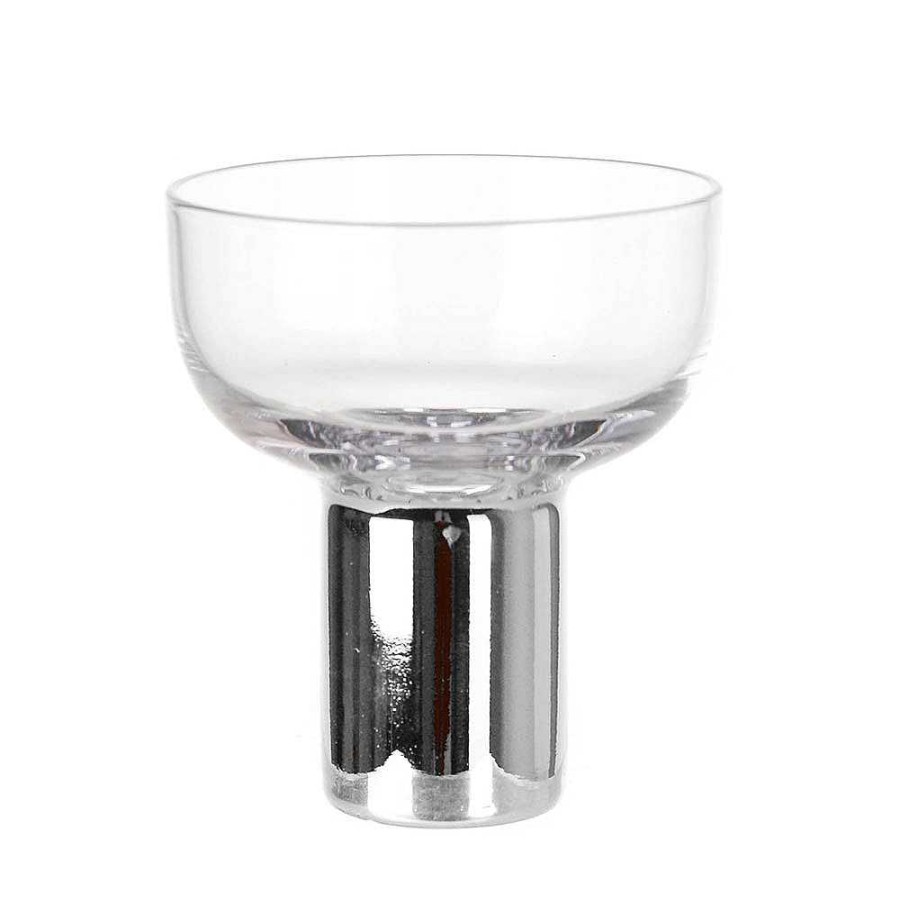 Wheel and Barrow Coupe Glass Heavy Base Silver 260Ml | Metallic Stem