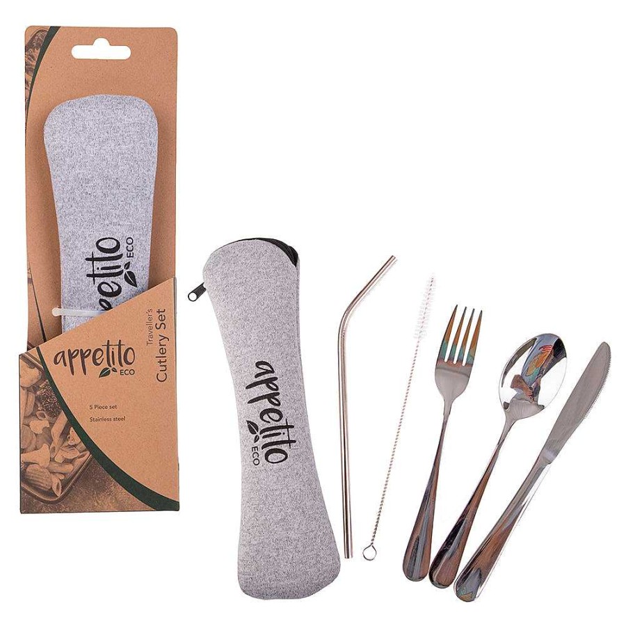 Wheel and Barrow 5 Piece Travel Cutlery Set Stainless Steel | Outdoor Servingware