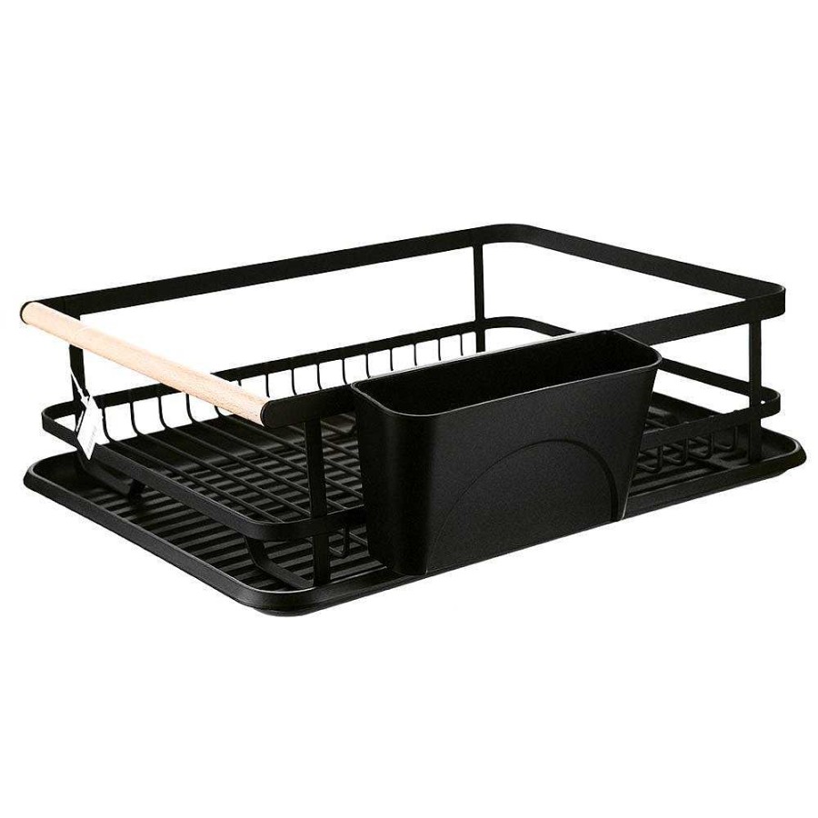 Wheel and Barrow Dish Rack Iron Black With Side Cutlery 43X32X14Cm | Kitchen Storage