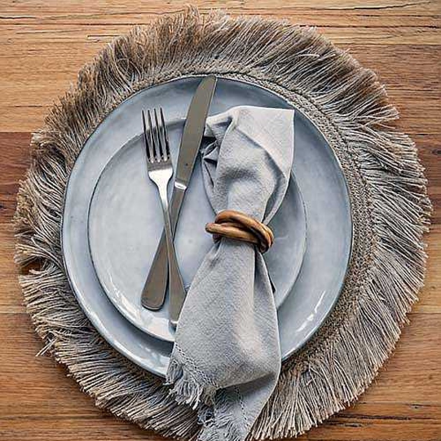 Wheel and Barrow Placemat Round Palm Fibre Fringed 41Cm | Palm Range