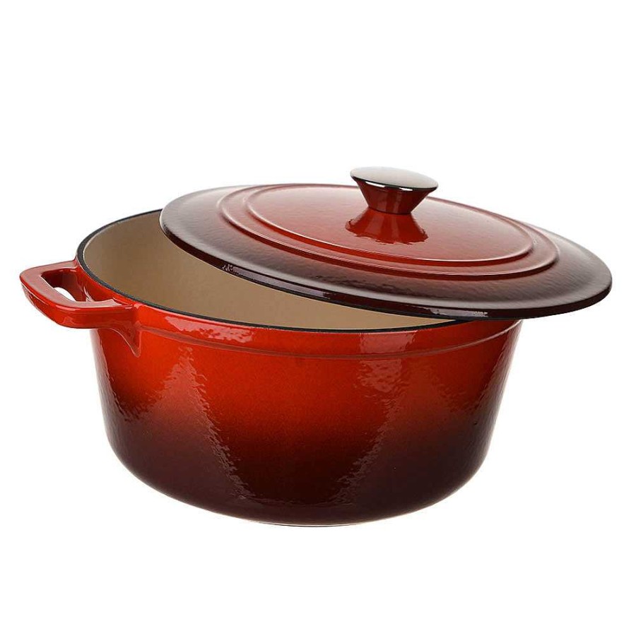 Wheel and Barrow Cast Iron Pot Red 4.6L | Slow Cooking