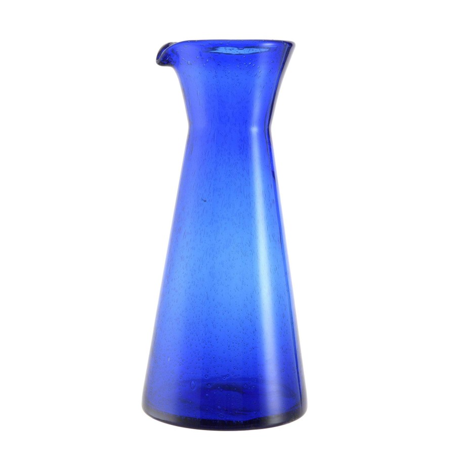 Wheel and Barrow Glass Carafe Bubble Cobalt Blue 985Ml | Blue Splash