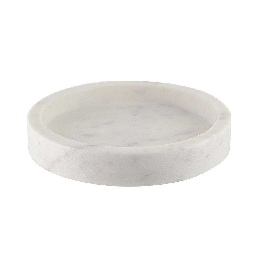 Wheel and Barrow Marble Round Tray 15Cm White | Condiments