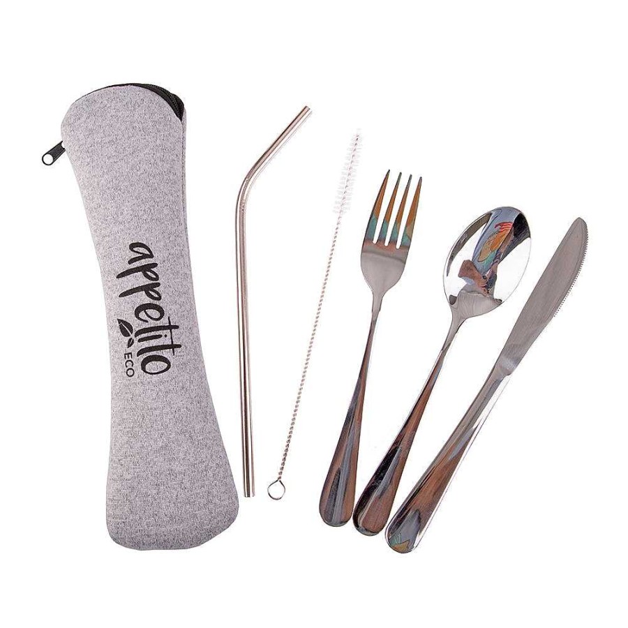 Wheel and Barrow 5 Piece Travel Cutlery Set Stainless Steel | Outdoor Servingware