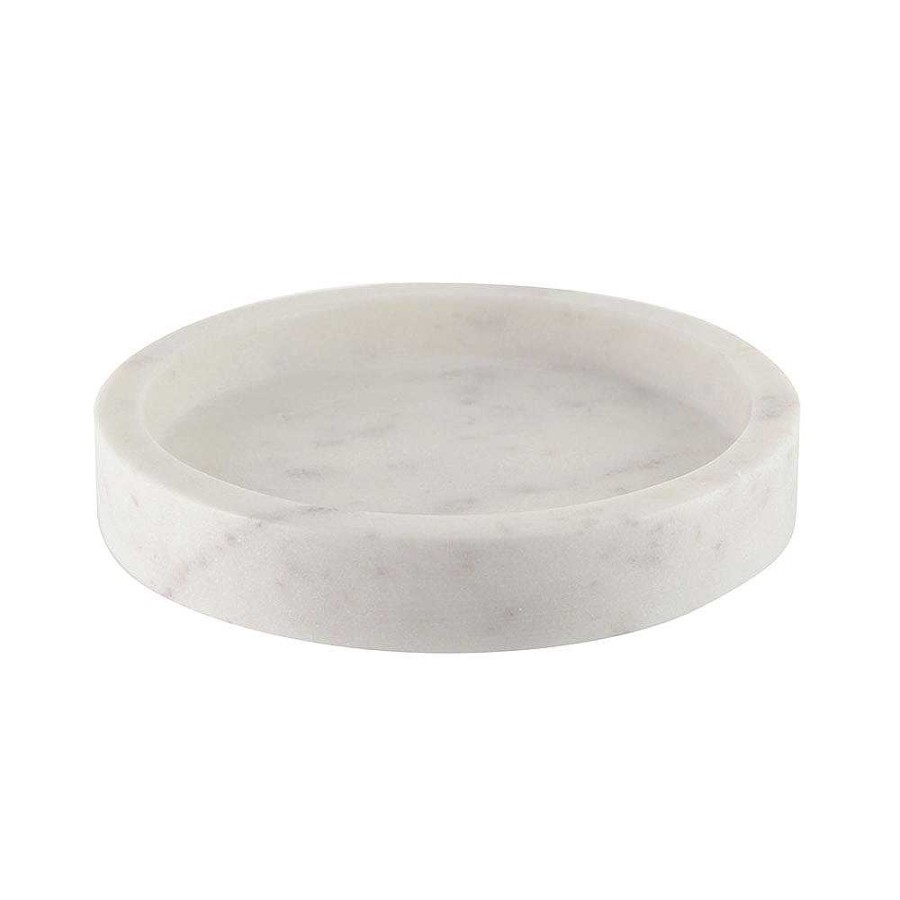 Wheel and Barrow Marble Round Tray 15Cm White | Bar Trays