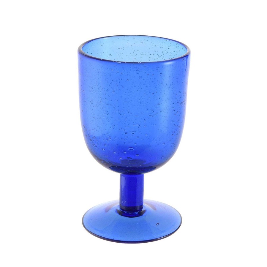 Wheel and Barrow Wine Glass Bubble Cobalt Blue 350Ml | Blue Splash