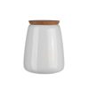 Wheel and Barrow Bone China Canister White With Wooden Lid 13X15Cm | Kitchen Storage