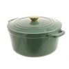 Wheel and Barrow Casserole Pot Round Cast Iron Green 25.5Cm 4.6L | Cast Iron