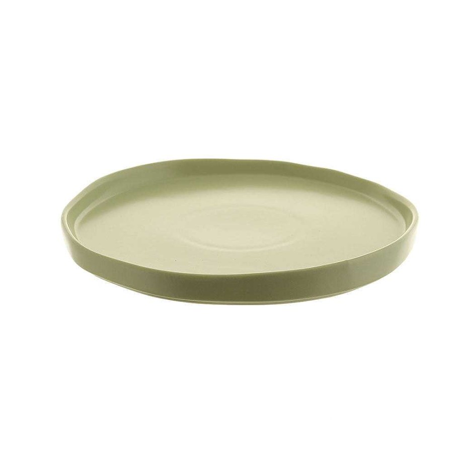 Wheel and Barrow Wave Rim Plate Light Green 23Cm | Dinner Plates & Side Plates