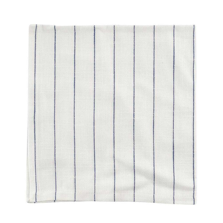 Wheel and Barrow Pinstripe Napkin White & Blue 45X45Cm | Napkins