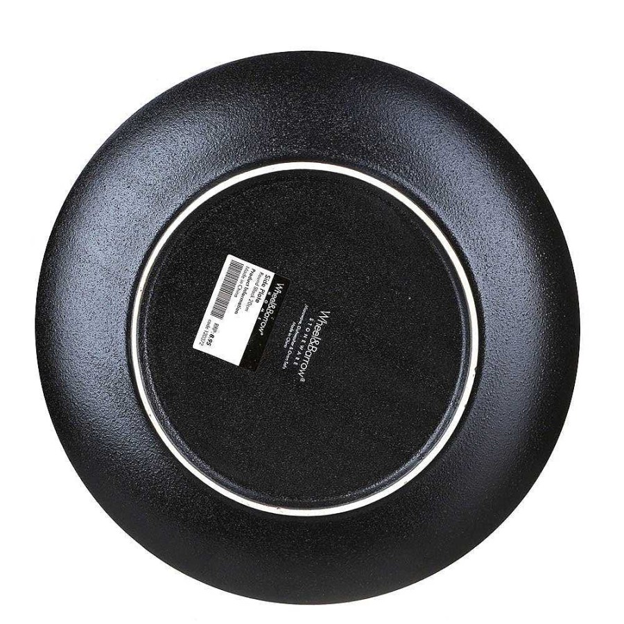 Wheel and Barrow Side Plate Round Black 20Cm | Stoneware