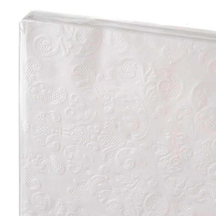 Wheel and Barrow Paper Napkin White Embossed 40Cm Pack/20 | Paper Napkins