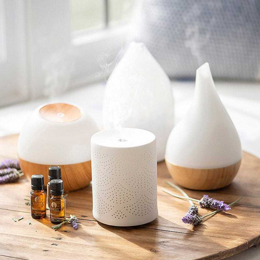 Wheel and Barrow Rechargeable Ultrasonic Diffuser White & Wood Grain | Bedroom