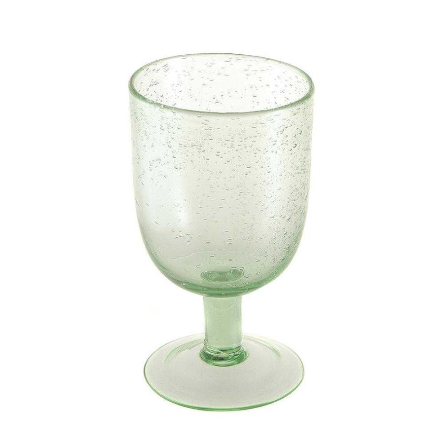 Wheel and Barrow Wine Glass Bubble Green 350Ml | Blue Splash