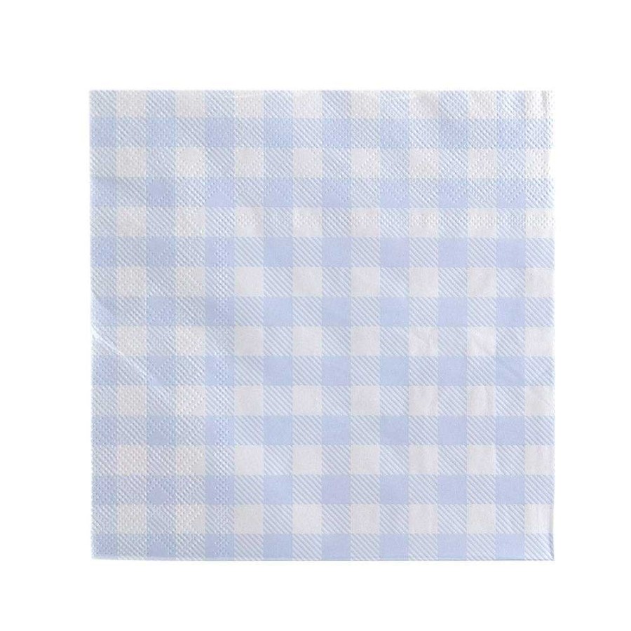 Wheel and Barrow Paper Napkin Light Blue Gingham 33Cm Pk20 | Paper Napkins