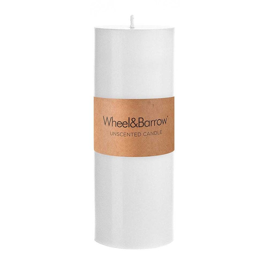 Wheel and Barrow Pillar Candle White 7.5X20Cm | Candles & Home Fragrance