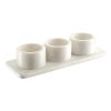 Wheel and Barrow White Marble Condiment Set 3 Pots With Holder 29X10X6Cm | Condiments