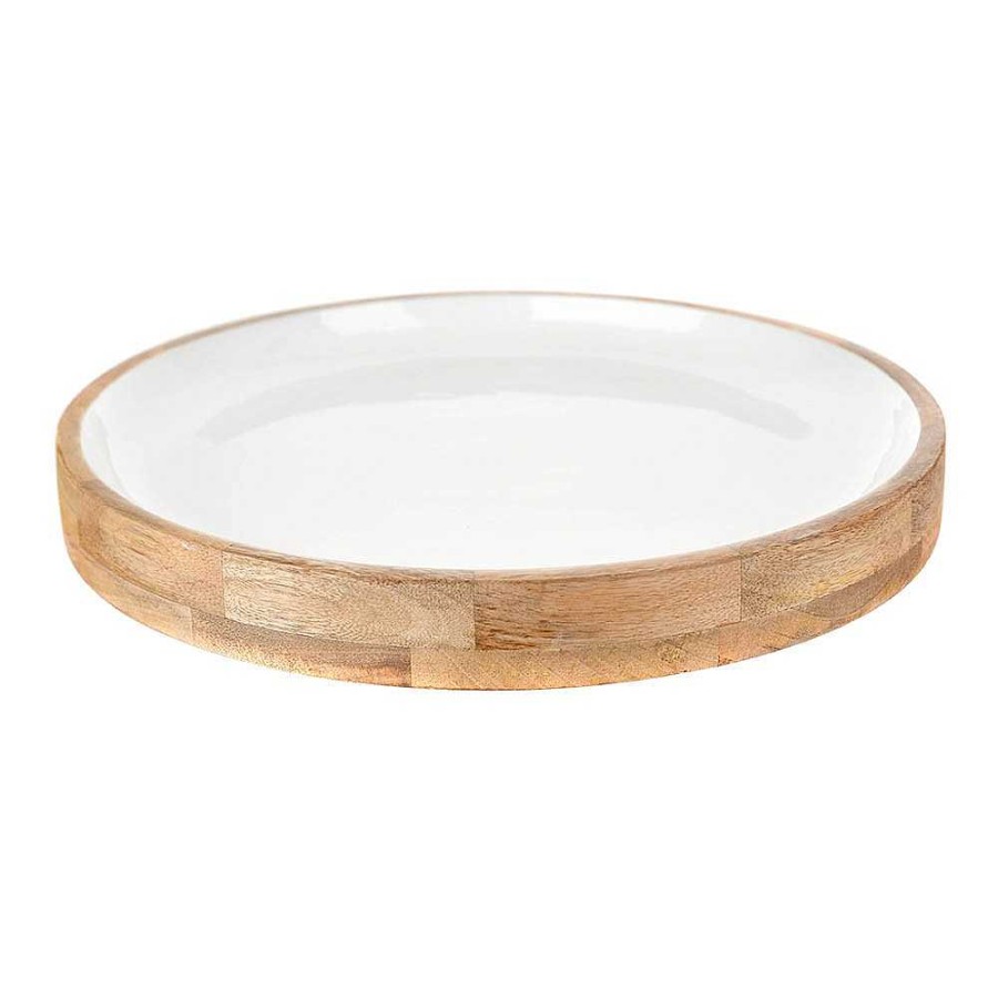 Wheel and Barrow Mango Wood Tray With White Enamel 38X38X4Cm | Trays