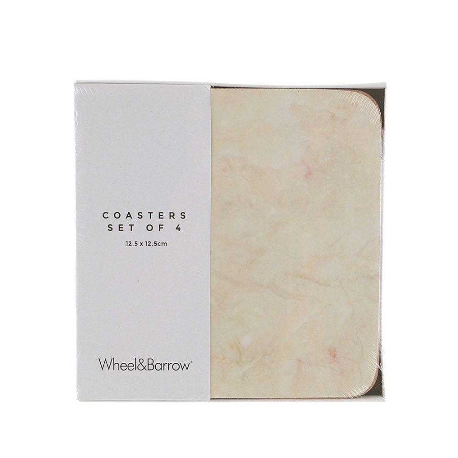 Wheel and Barrow Cork Backed Coaster Square Set/4 Blush Stone 12.5Cm | Coasters