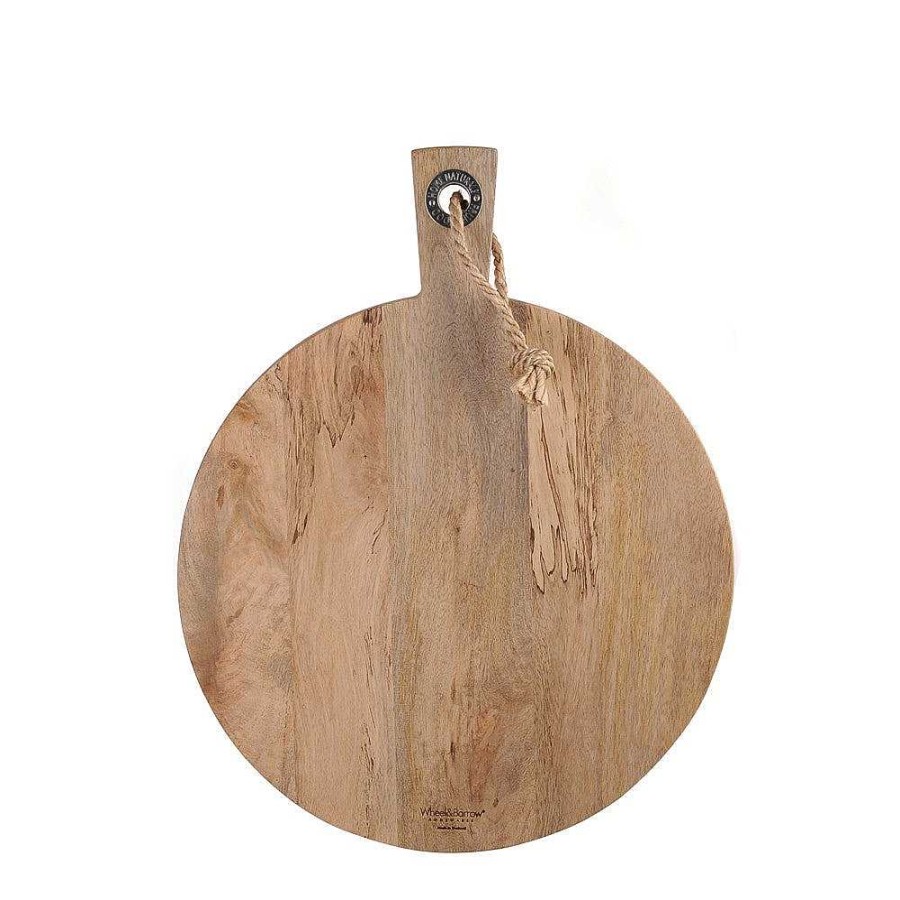 Wheel and Barrow Mango Wood Board Round 45X36X2.5Cm | Wooden Boards