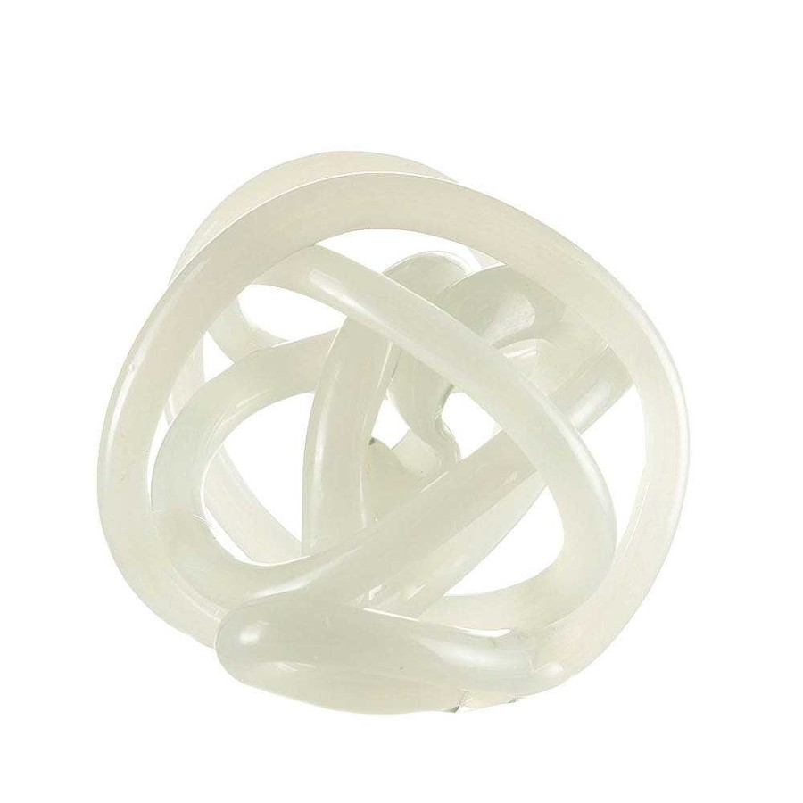 Wheel and Barrow Glass Knot Ornament White 15Cm | Decorative Items