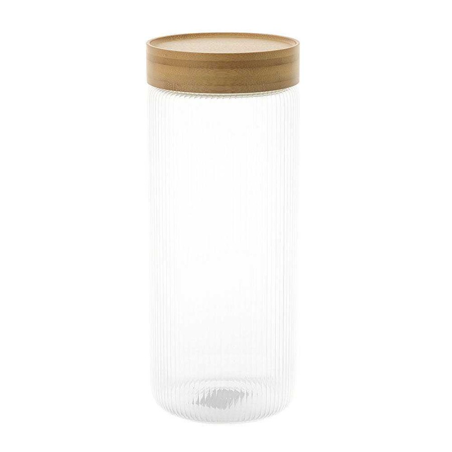 Wheel and Barrow Storage Canister Ribbed Glass 1500Ml | Kitchen Storage