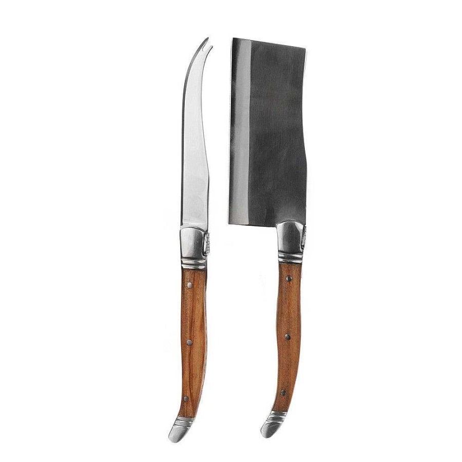 Wheel and Barrow Cheese Knife Set/2 Olive Wood Handle | Cheese Serving & Accessories