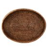 Wheel and Barrow Rattan Tray Oval With Handles Dark Brown 45X35Cm | Decorative Items