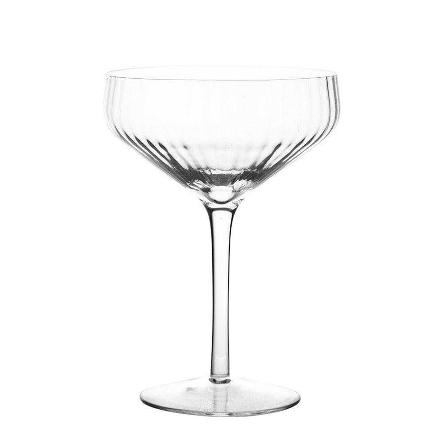 Wheel and Barrow Ribbed Optic Coupe Glass Clear 255Ml | Champagne