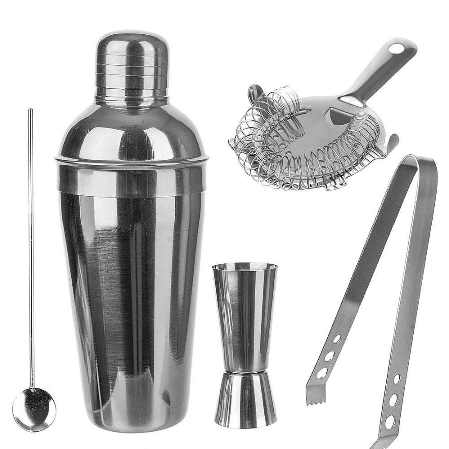 Wheel and Barrow Cocktail Set Stainless Steel Cylinder 5 Piece | Bar Tools & Accessories