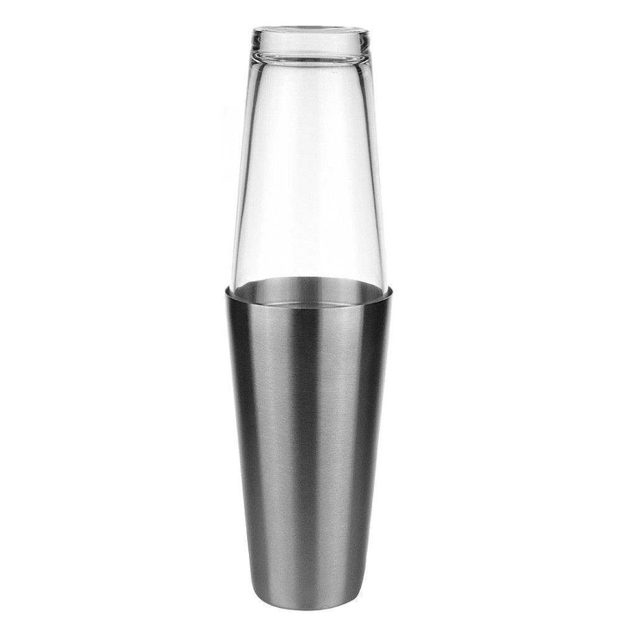 Wheel and Barrow Boston Cocktail Shaker | Rustic Silver Barware