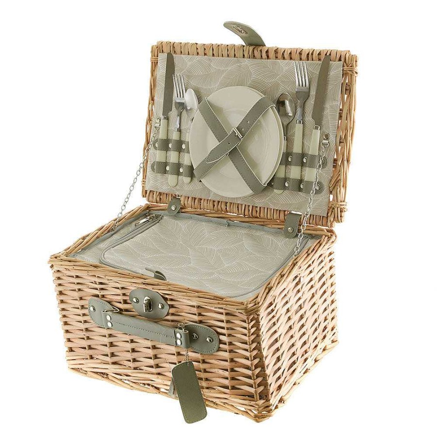 Wheel and Barrow Picnic Basket 2 Person Leaf Print | Picnic Basket & Blankets