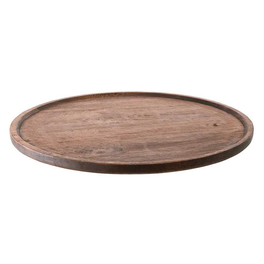 Wheel and Barrow Acacia Wood Tray Round 48Cm Dark Brown | Wine & Cheese Tasting