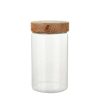 Wheel and Barrow Glass Storage Jar With Oak Wood Lid 1L Large | Kitchen Storage