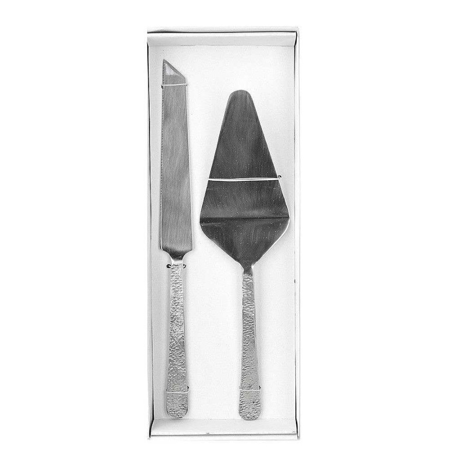 Wheel and Barrow Cake Server Set/2 Beaten Stainless Steel Silver | Cake Stands, Tiered Stands & Servers