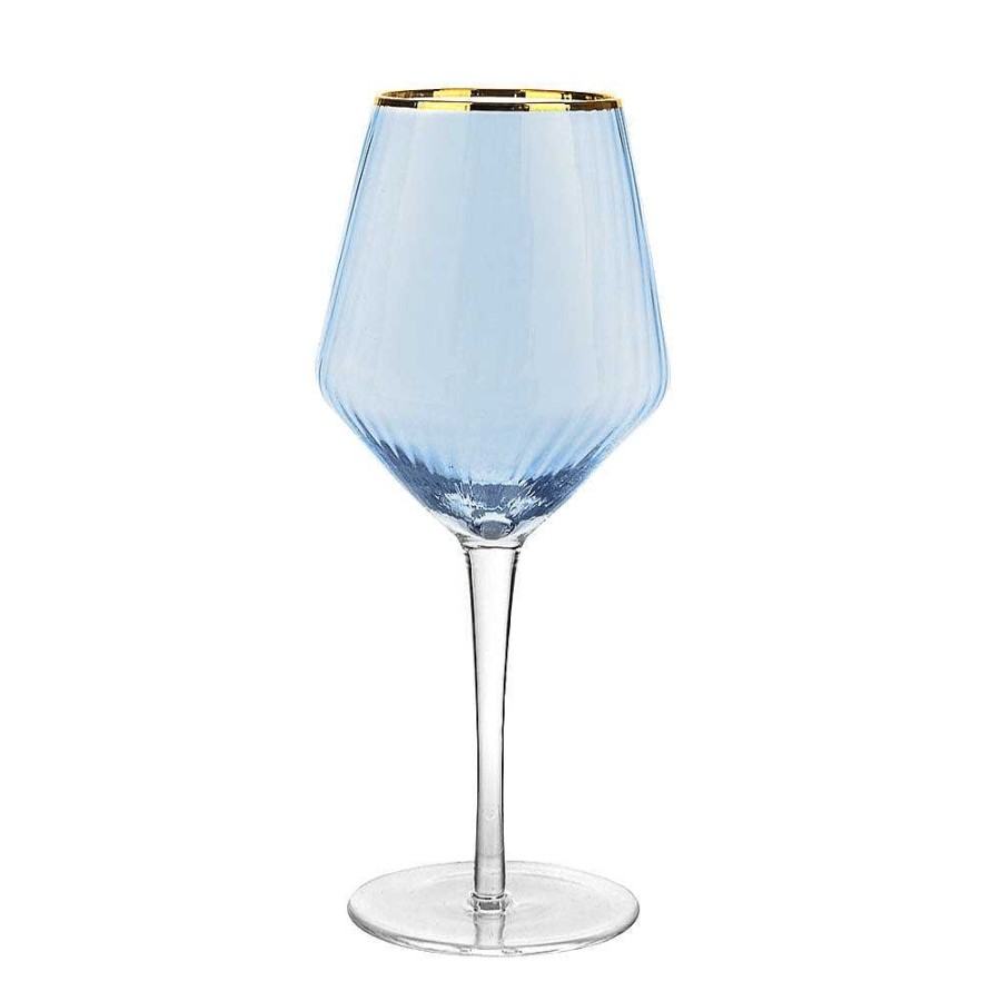 Wheel and Barrow Optic Wine Glass Navy With Gold Rim 720Ml | Turkish Delight