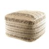 Wheel and Barrow Pouff Square Natural/Brown Slub 50X50X35Cm | Decorative Items