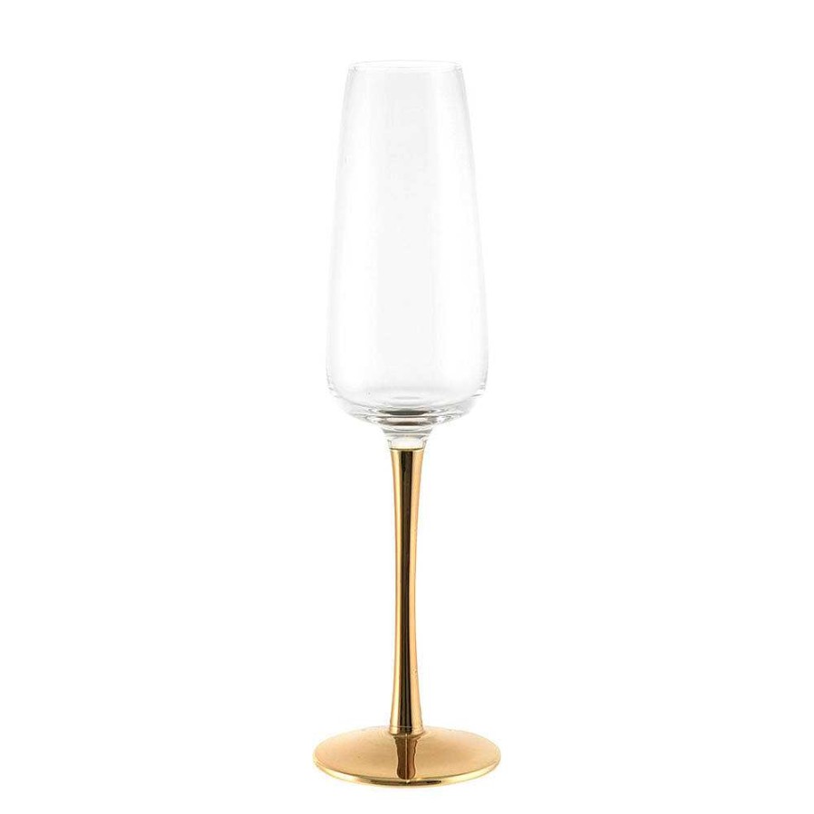 Wheel and Barrow Champagne Flute Gold Stem 220Ml | Champagne