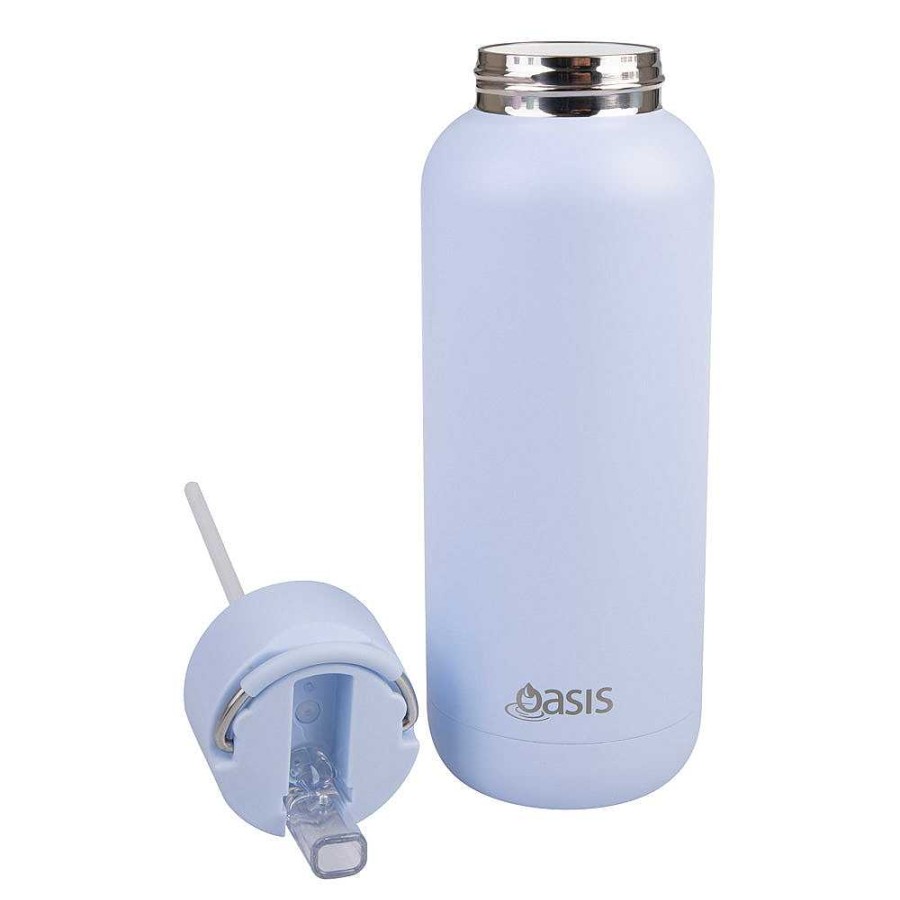 Wheel and Barrow Oasis Bottle Ceramic 1L Periwinkle | Flasks & Travel