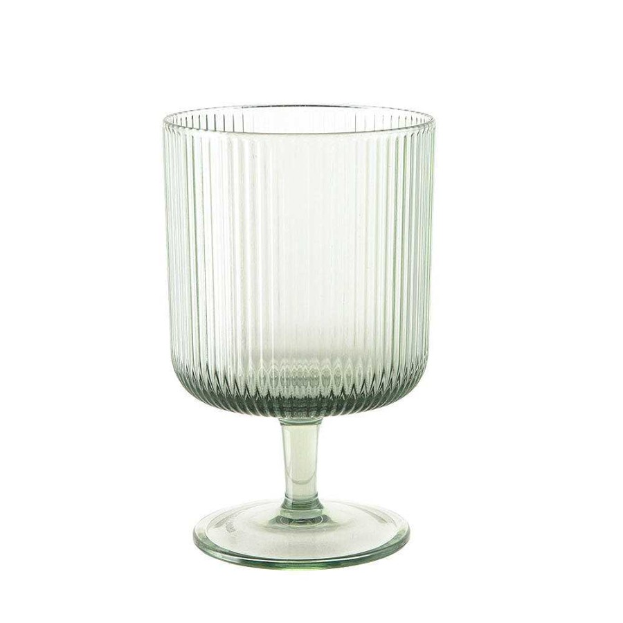 Wheel and Barrow Acrylic Ribbed Wine Glass Green 295Ml | Outdoor Servingware