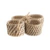 Wheel and Barrow Rattan Napkin Ring Set/4 White Wash | Blue Splash