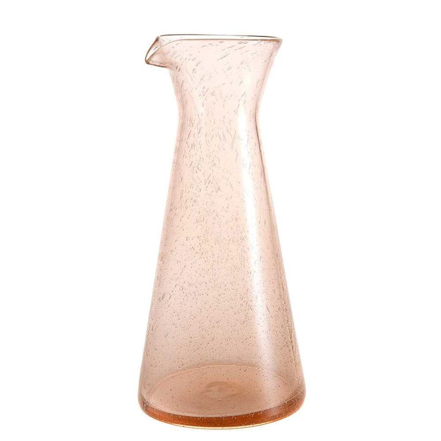 Wheel And Barrow Glass Carafe Bubble Rose Pink 985ml 