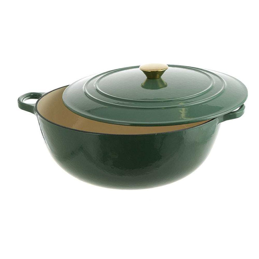 Wheel and Barrow Casserole Pot Round Cast Iron Green 32.5Cm 7L | Cast Iron