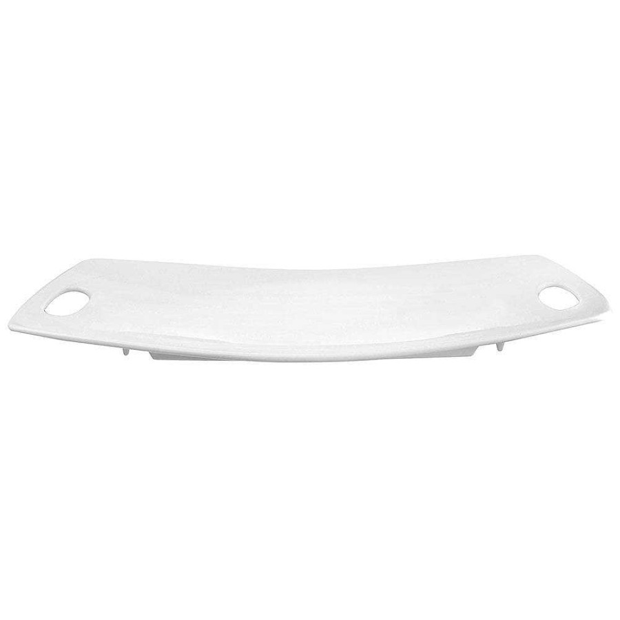 Wheel and Barrow Porcelain Rectangle Platter With Cut Out Handles 49X24Cm White | Serving Platters