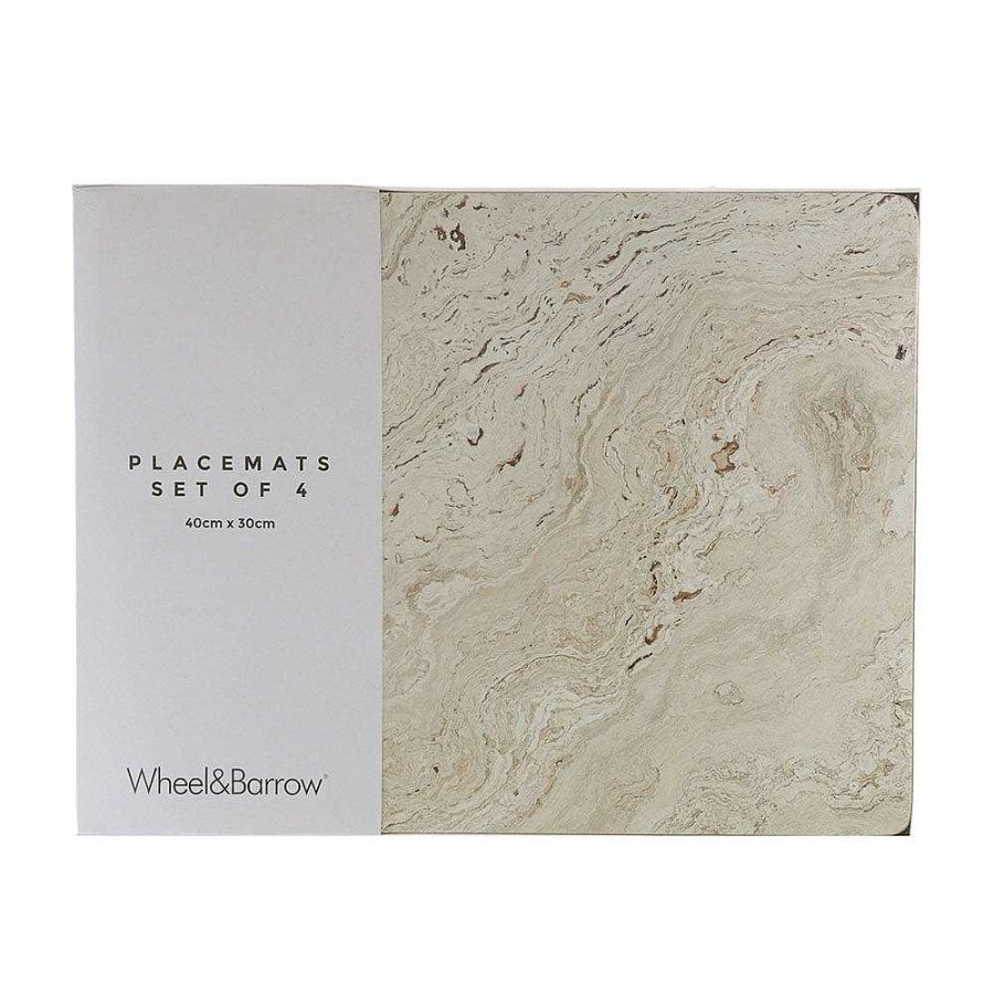 Wheel and Barrow Cork Backed Placemat Rectangle Travertine Set/4 | Placemats