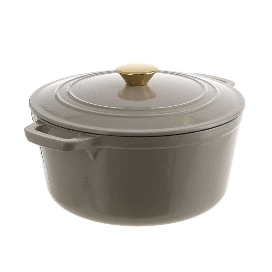 Wheel and Barrow Casserole Pot Round Cast Iron Mushroom 25.5Cm 4.6L | Cast Iron