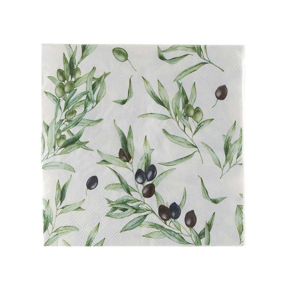 Wheel and Barrow Paper Napkin Dark Olive Branch 33Cm Pkt20 | Paper Napkins