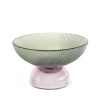 Wheel and Barrow Glass Footed Bowl Green Purple 15X18.5Cm | Salad & Serving Bowls