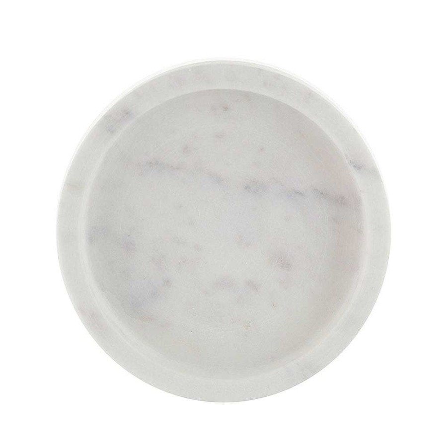 Wheel and Barrow Marble Round Tray 15Cm White | Bar Trays