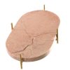 Wheel and Barrow Pink Marble Platter On Gold Stand 30X18X7Cm | Serving Platters